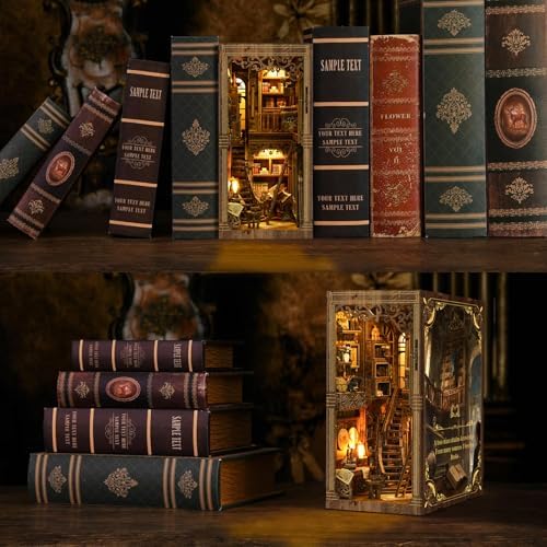 DIY Miniature House Kit, Mini House Building Kit, DIY Book Nook Kit, Tiny Model House for Adults to Build, Beginner 3D Wooden Book Nook, for Family Friends (Book Museum) - Image 4
