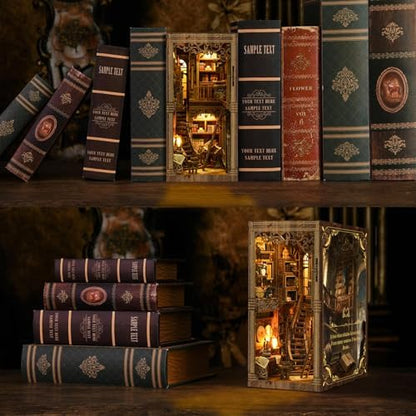 DIY Miniature House Kit, Mini House Building Kit, DIY Book Nook Kit, Tiny Model House for Adults to Build, Beginner 3D Wooden Book Nook, for Family Friends (Book Museum) - Image 4