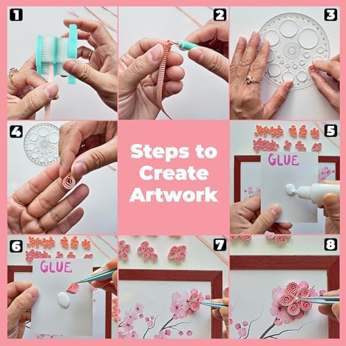 MY CREATIVE CAMP Paper Quilling Kit for Beginners – DIY Craft Kit for Kids, Teens & Adults with Tools, Instructions & Storage, Creative Art Projects & Wall Décor (Cherry Blossom Kit) - Image 4