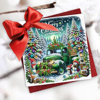 6pcs DIY Diamond Art Painting Christmas Greeting Cards Set Vintage Truck - Image 2