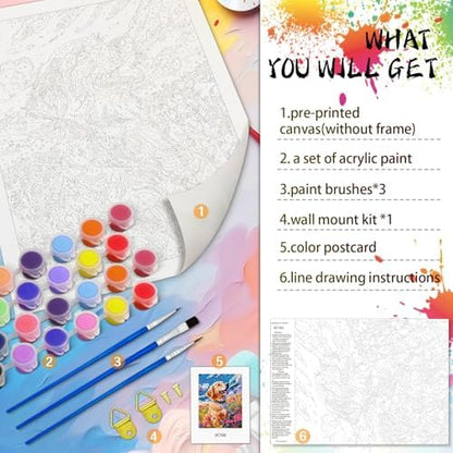 QUITEDEW Paint by Number Kit for Adults Dog,DIY Wall Decor 16x20 Iinch - Image 5