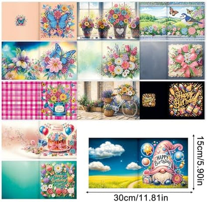 pigpigboss 12 Packs Happy Birthday Diamond Painting Greeting Card - Image 2