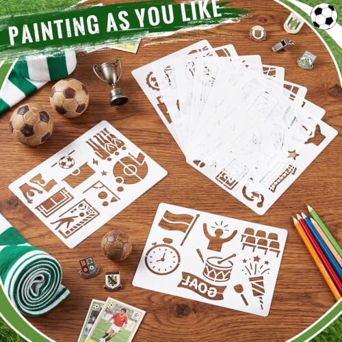 Marspark 20 Pieces Soccer Stencils for Painting Template Football Wall Stencils Reusable Sports Templates PET DIY Drawing for Painting on Wood Wall(Rectangular Style, 7.87 x 6 Inch) - Image 3