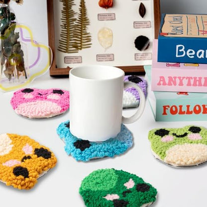 WATINC Punch Needle Coaster Kit - 6 Pattern DIY Craft for Beginners, Frog - Image 5
