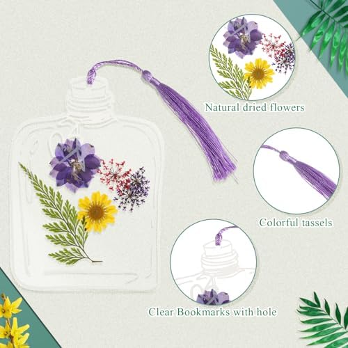 TaoBary 161 Pcs Transparent Dried Flower Bookmarks DIY Kit, Pretty - Image 4