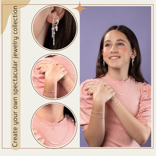 Jewelry Making Kit for Adults & Teens - Girls' DIY Bracelet Making Kit, Friendship Bracelet Kit w/Beads, Chains, Tools with 14K Gold & Silver-Plated Accessories for Necklaces & Earrings (Gold) - Image 4