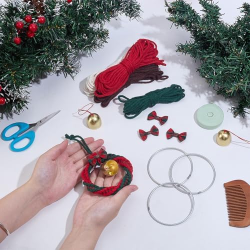 ORIGACH 6 Set DIY Macrame Christmas Wreath Kits for Adults Beginners Handmade Macrame Wreath Ornaments for Christmas Tree Boho Hand Woven Holiday Home Decorations - Image 4