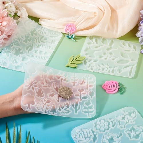 4Pcs Flower Leaf Pendant Resin Molds Assorted Plant Tree Floral Leaves Silicone Molds for Epoxy Resin Craft Casting DIY Earring Necklace Jewelry Making - Image 5