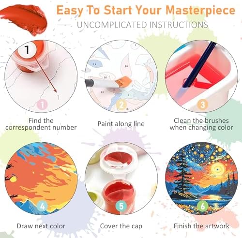 Offito Framed Paint by Numbers Kit for Adults Beginners, Starry Night - Image 7