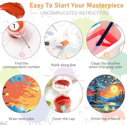 Offito Framed Paint by Numbers Kit for Adults Beginners, Starry Night - Image 7