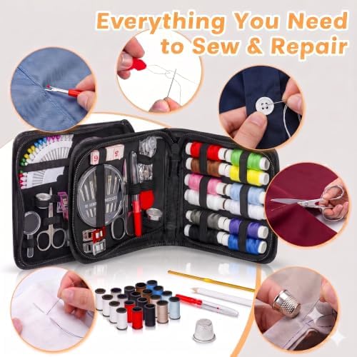 ARTIKA Travel Sewing Kit, 59-Piece Portable Kit for Travel, Includes Scissors, Thread, Tape Measure - Sewing Accessories and Supplies - Image 5