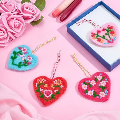 ORIGACH 5 Set Floral Heart Needle Felting Kit for Beginners DIY Wool Felted Heart Shape Ornaments Craft Kit for Adults with Instruction, Felting Foam Mat, DIY Needle Felting Supply - Image 5