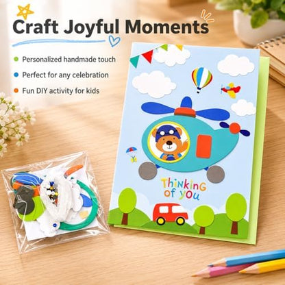 JISADER DIY Greeting Card Kit, Handmade Paper Craft, Creative Card Making Kit with Foam Stickers & Ribbons, Multicolored - Image 4