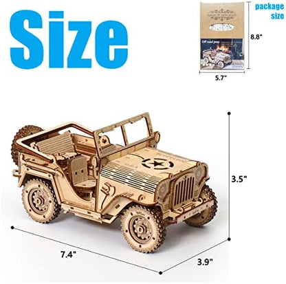 3D Wooden Off-Road Vehicle Puzzle, Wood Crafts DIY Assembly Mechanical SUV Model Kits, Wooden STEM Brain Teaser Puzzle, Christmas Birthday Gifts 3D Puzzle for Adults & Teens - Image 3