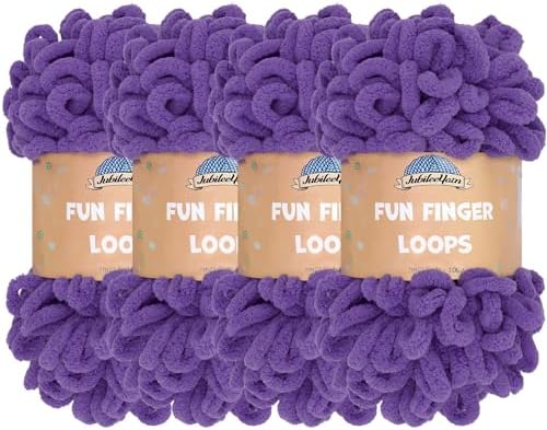 JubileeYarn Fun Finger Loops Yarn - Ultra Violet - 4 Skeins by BambooMN