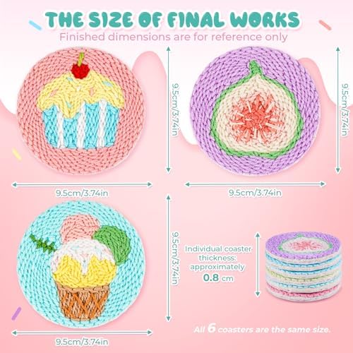 punch needle kit-6,embroidery kit for beginners,punch needle kits adults beginner,needles, curved scissors, a tool storage box, yarn, easy-to-follow instructions, and tutorial videos-Fruit Dessert - Image 5