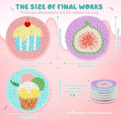 punch needle kit-6,embroidery kit for beginners,punch needle kits adults beginner,needles, curved scissors, a tool storage box, yarn, easy-to-follow instructions, and tutorial videos-Fruit Dessert - Image 5