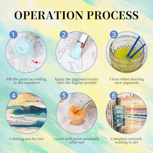 Paint by Numbers Kit for Adults, Beach DIY Acrylic Painting Kit, 16x20 Inch - Image 5