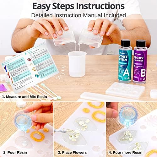 Piccassio Epoxy Resin Kit for Beginners – 208-Piece Jewelry Making & Craft Kit with Molds, Dried Flowers, Glitter & Tools – Complete Starter Set for Keychains, Bookmarks, Pendants & DIY Resin Art - Image 6