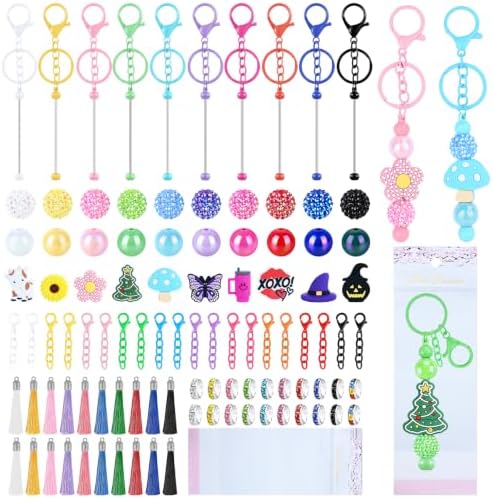 Beadable Keychain Kit with Silicone Beads, Beadable Keychain Bars by Unknown