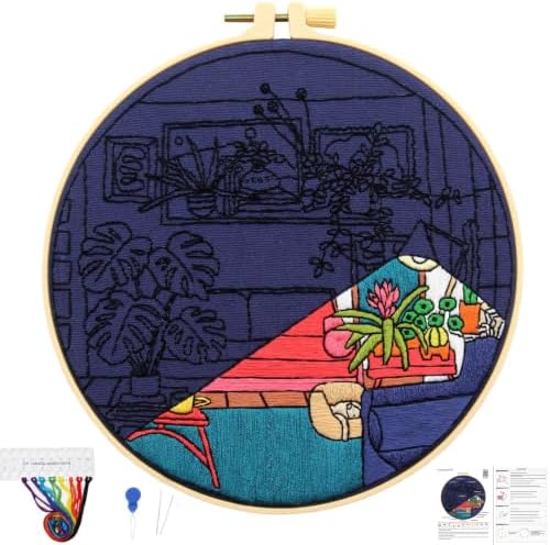 Crafmanoe Plants Embroidery Kits for Beginners Adults, Home Hand Embroidery Starter Kit, Stamped Cross Stitch Kits Needlepoint Kits for Beginners Adult, Embroidery Hoop, Thread, Fabric, Video Tutorial by Unknown