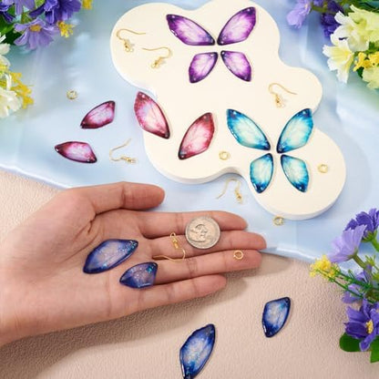 FASHEWELRY 16Pcs Resin Dragonfly Wing Charms Pure Color Insect Wing Earring Pendants Transparent Fairy Wings Charms with Earring Hooks Jump Rings for Necklace Bracelet Crafts Jewelry Making - Image 5