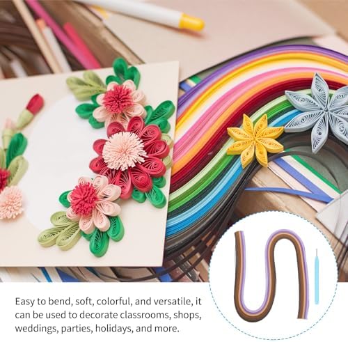 MECCANIXITY Paper Quilling Kit, 21.3 Inch 3mm Paper Quilling Strips with Blue Pen for Beginners DIY Hand Crafts Teaching Tools Flower Decoration(Purple, Pack of 120) - Image 5