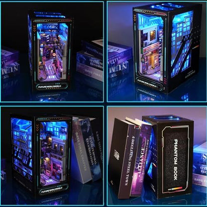 Spilay DIY Book Nook Kit, DIY Dollhouse Booknook Bookshelf Insert Decor Alley, Bookends Model Build-Creativity Kit with LED Light for Teens and Adults Birthday TC36 - Image 2