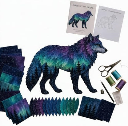 Northern Lights Wildlife DIY Patchwork Kit - Sewing Craft Kit for Adults with Layered Fabric Animal Pieces, Handmade Home Decor Project for Craft Lovers & DIY Enthusiasts by Unknown