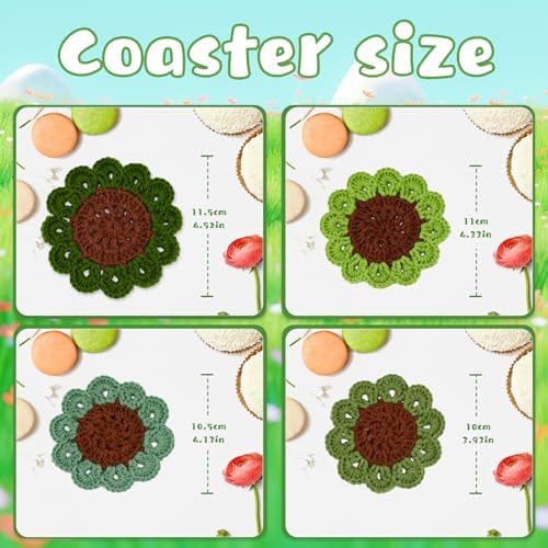 LUNARM Crochet Kit for Beginners, Crochet Start Green Plant Coasters Kits - Image 4