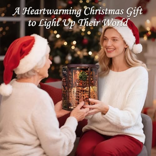 Book Nook Kit, Wisdom Rings Library DIY Miniature House with LED for Bookshelf Decor, 3D Wooden Puzzle Bookend, Relaxing DIY Craft for Adults & Teens (14+), Gift for Friends & Family - Image 6