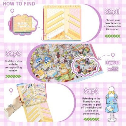 10 Sets Big Size 3D Scene Sticker Book DIY Stickers Scenes Book - Image 3
