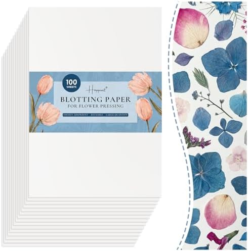 Happinit 100 A4 Size Blotting Papers for Herbarium Craft, Large Blotter Paper for Herbarium & Flower Press, Working with Pressing Kit for Adults (100) by Happinit