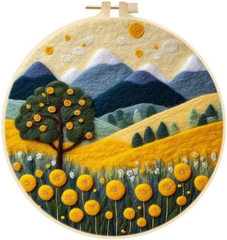 Wool Felt Painting Needle Felting Kit for Beginner Adult Flowers Landscape by Eforcase