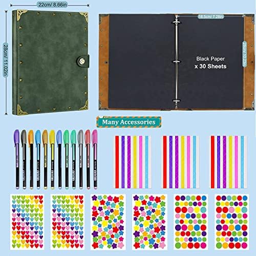 ZEEYUAN DIY Scrapbook Leather Scrap Book Photo Album 60 Pages, Mothers Day Gifts for Mom Scrapbook Photo Album Vintage Travelling Journal Scrap Book - Image 3