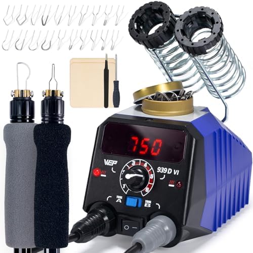 WEP 939D-VI Dual Pen Wood Burning Kit 250-750℃/482-1382℉ A/B Toggle Wood Burning Tool with 2 Detachable Pens, 20 Wood burner Tips, Dual-Barrel Holder. Suitable for Pyrography, Leather Burning Kit by WEPTOOLS