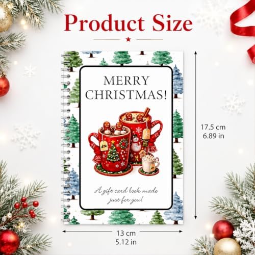 Christmas Gift Card Book, 5x7 Holiday Gift Booklet, DIY Spiral-Bound Merry Christmas College Survival Kit, 10-Page Surprise Greeting Card Book for Cards Cash, Students Graduation Gift - Image 7