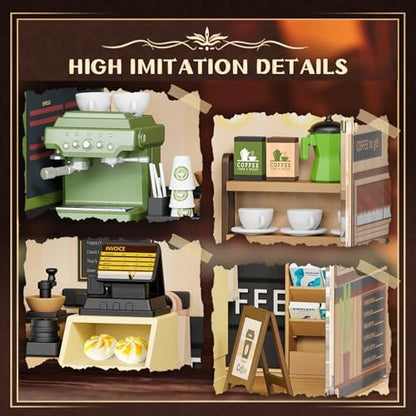 Coffee Shop Mini Model Kits with LED, Make It Miniature Cafe Store, DIY Miniature House Kit for Adults Teens and Beginners to Build, Mini Dollhouse Kits, Gift for Friends and Hobbies - Image 4