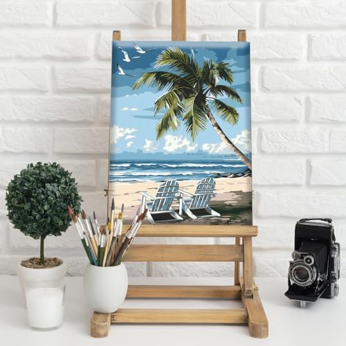 Natuyalo Paint by Numbers Kit for Adults Beginners, 12" Wx16 L Painting by Numbers Kit on Canvas Acrylic Drawing Kits Ready to Stretch and Framed, Beach Landscape - Image 2