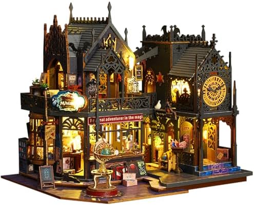 Flever Dollhouse Miniature DIY House Kit Creative Room with Furniture for Romantic Artwork Gift (Holo Magic City) by Flever