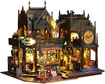 Flever Dollhouse Miniature DIY House Kit Creative Room with Furniture for Romantic Artwork Gift (Holo Magic City) by Flever