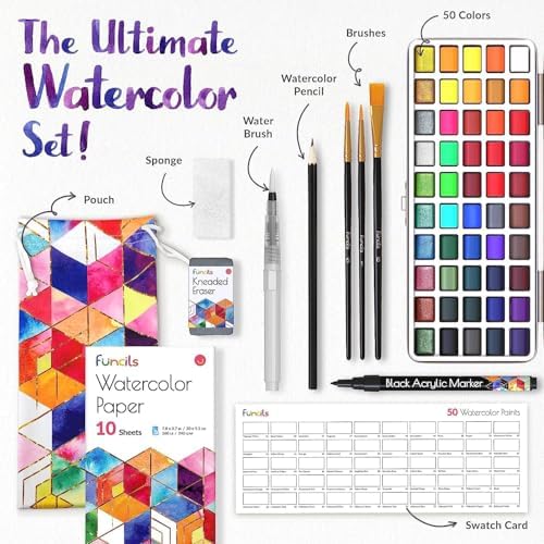 Watercolor Paint Set - 50 Travel Watercolors Kit for Adults, Beginners - Image 2
