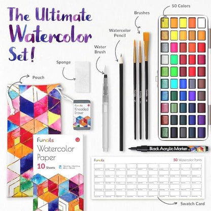 Watercolor Paint Set - 50 Travel Watercolors Kit for Adults, Beginners - Image 2