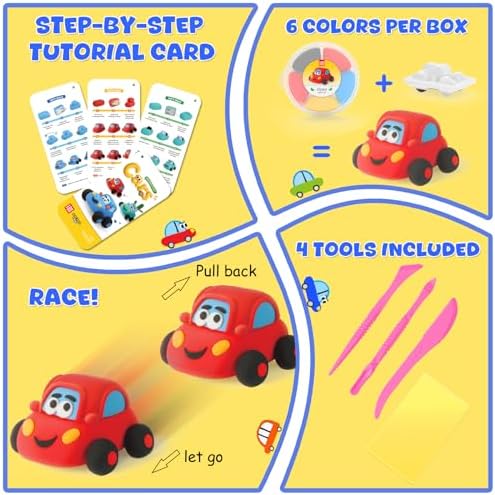 Air Dry Clay Kit for Kids - 3 Boxes Pull Back Car Making - Image 4