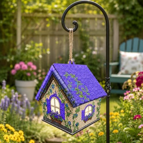 FRANDEK DIY Wooden House Diamond Art Painting Kit for Adults (Lavender) - Image 2