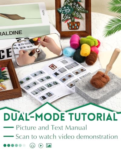 OEHPICC Needle Felting Kit for Beginners with Frame, 2 Pcs Potted Plants - Image 4