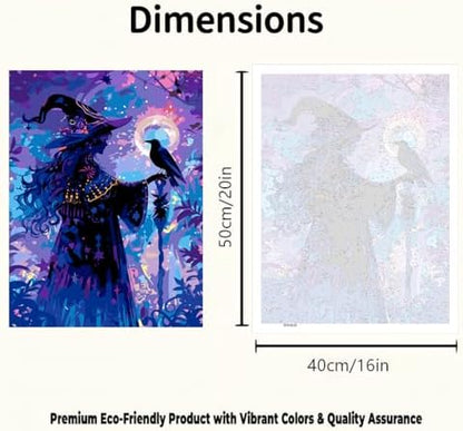 CraftBliss ArtVibe Paint by Numbers for Adults - Magic Witch DIY Acrylic Painting Kit on Canvas, Purple Night Fantasy Canvas Art for Wall Decor, Beginner Paint Kit, 16x20 Inch (No Frame) - Image 2