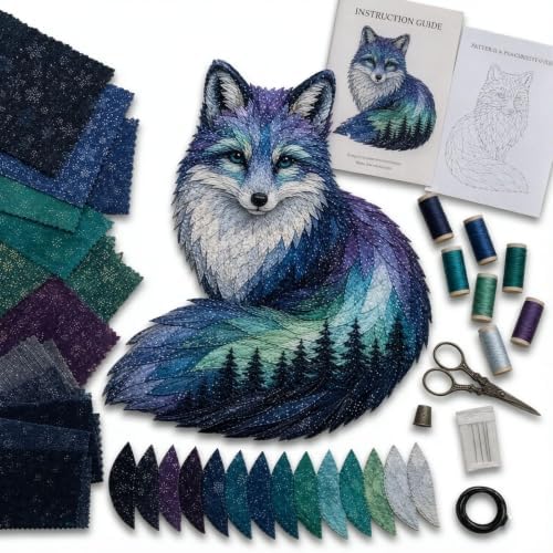 Northern Lights Wildlife DIY Patchwork Kit - Sewing Craft Kit for Adults with Layered Fabric Animal Pieces, Handmade Home Decor Project for Craft Lovers & DIY Enthusiasts by Unknown