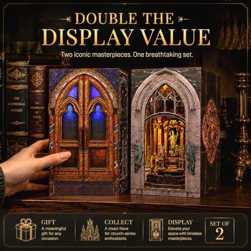 MiniCity 2-Pack DIY Book Nook Kits, Notre-Dame and Milan Cathedral with LED - Image 7