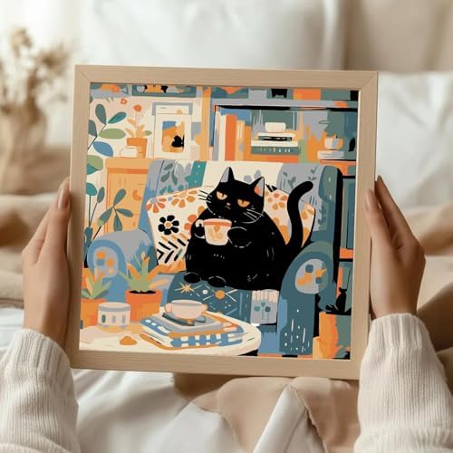 ICYANART Paint by Numbers for Adults Framed, Cat Number Painting 8x12In - Image 2
